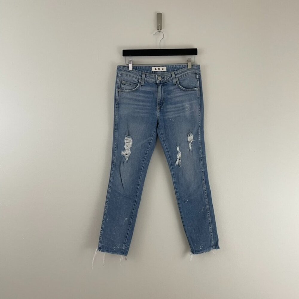 Amo Denim Stix Crop Distressed Jeans in Spin The Bottle Size 29
